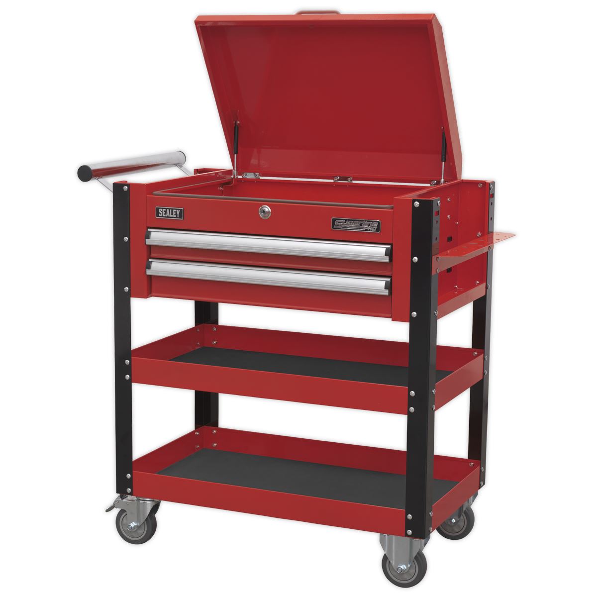 Sealey AP760M Heavy-Duty Mobile Tool & Parts Trolley 2 Drawers & Lockable Top - Red Sealey