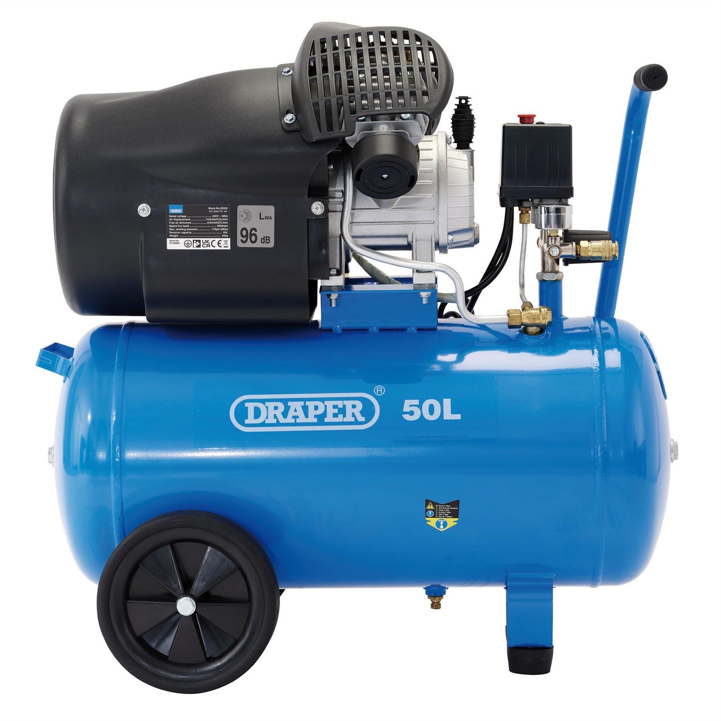 Draper 29355 50L Direct Drive V-Twin Air Compressor 2.2kW/3hp Draper