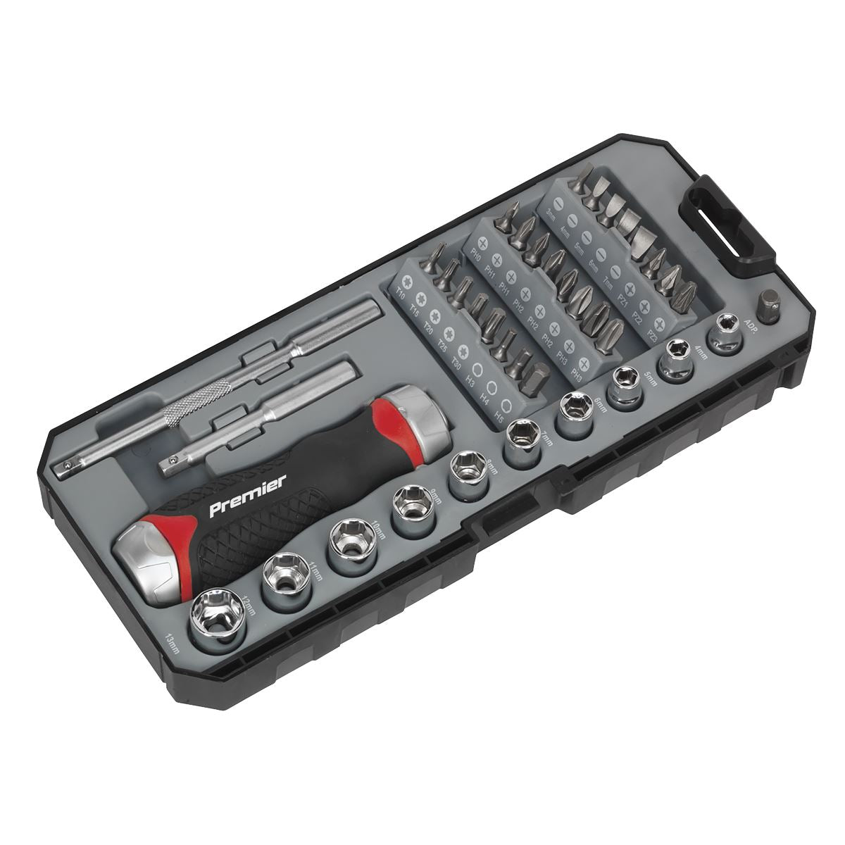 Sealey AK64905 Fine Tooth Ratchet Screwdriver Socket & Bit Set 38pc Sealey