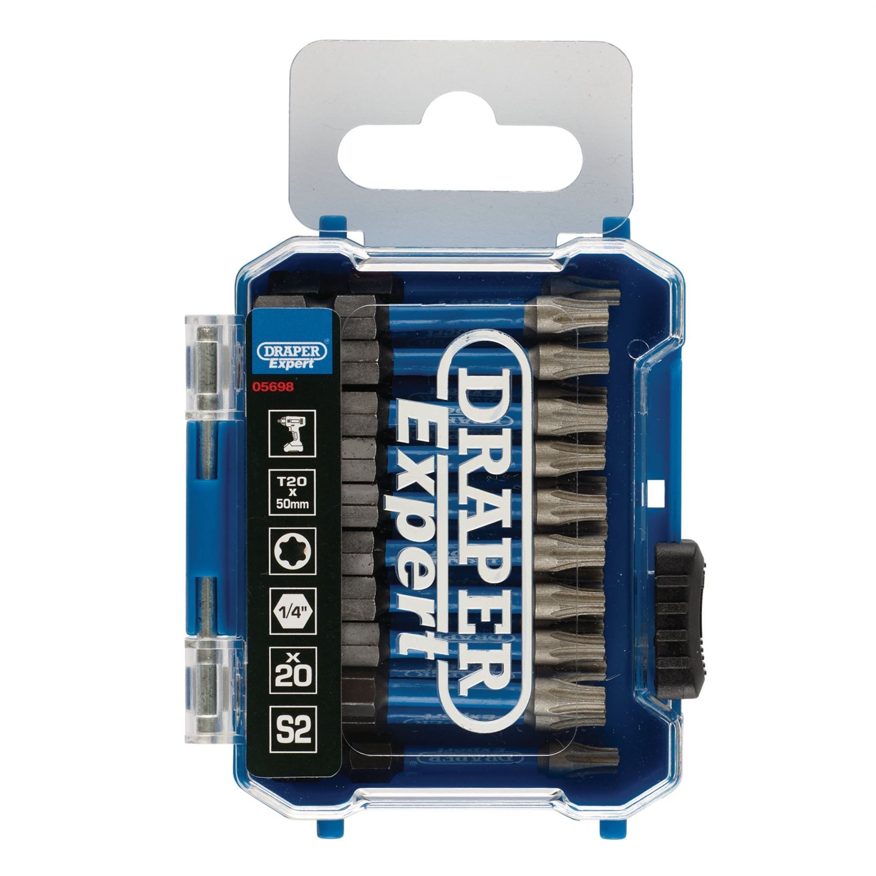 Draper 05698 Expert TX-STAR® Impact Screwdriver Bits T20 x 50mm 1/4" Hex Pack of 20 Draper