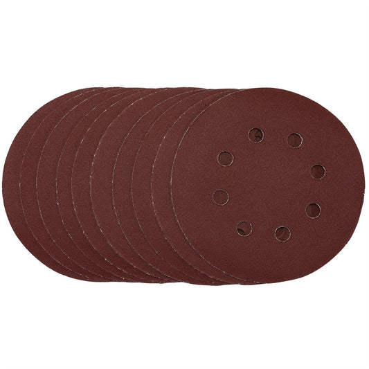 Draper 54758 Punched Sanding Discs 125mm Hook & Loop 240 Grit Pack of 10 Draper