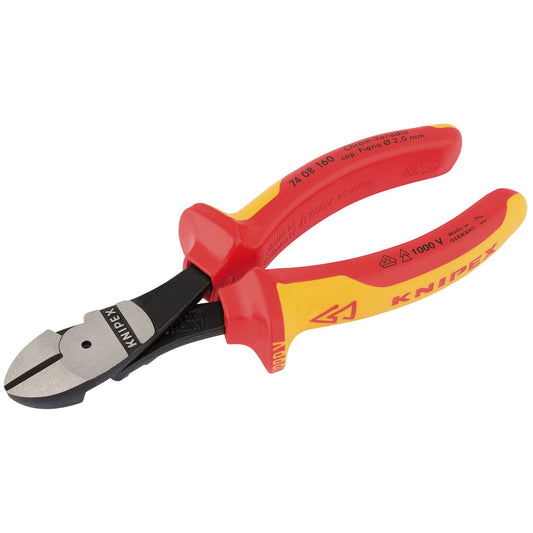 Knipex 32022 74 08 160UKSBE VDE Fully Insulated High Leverage Diagonal Side Cutters 160mm Knipex
