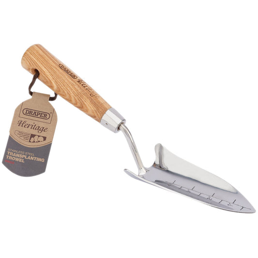 Draper 99022 Heritage Stainless Steel Transplanting Trowel with Ash Handle Draper