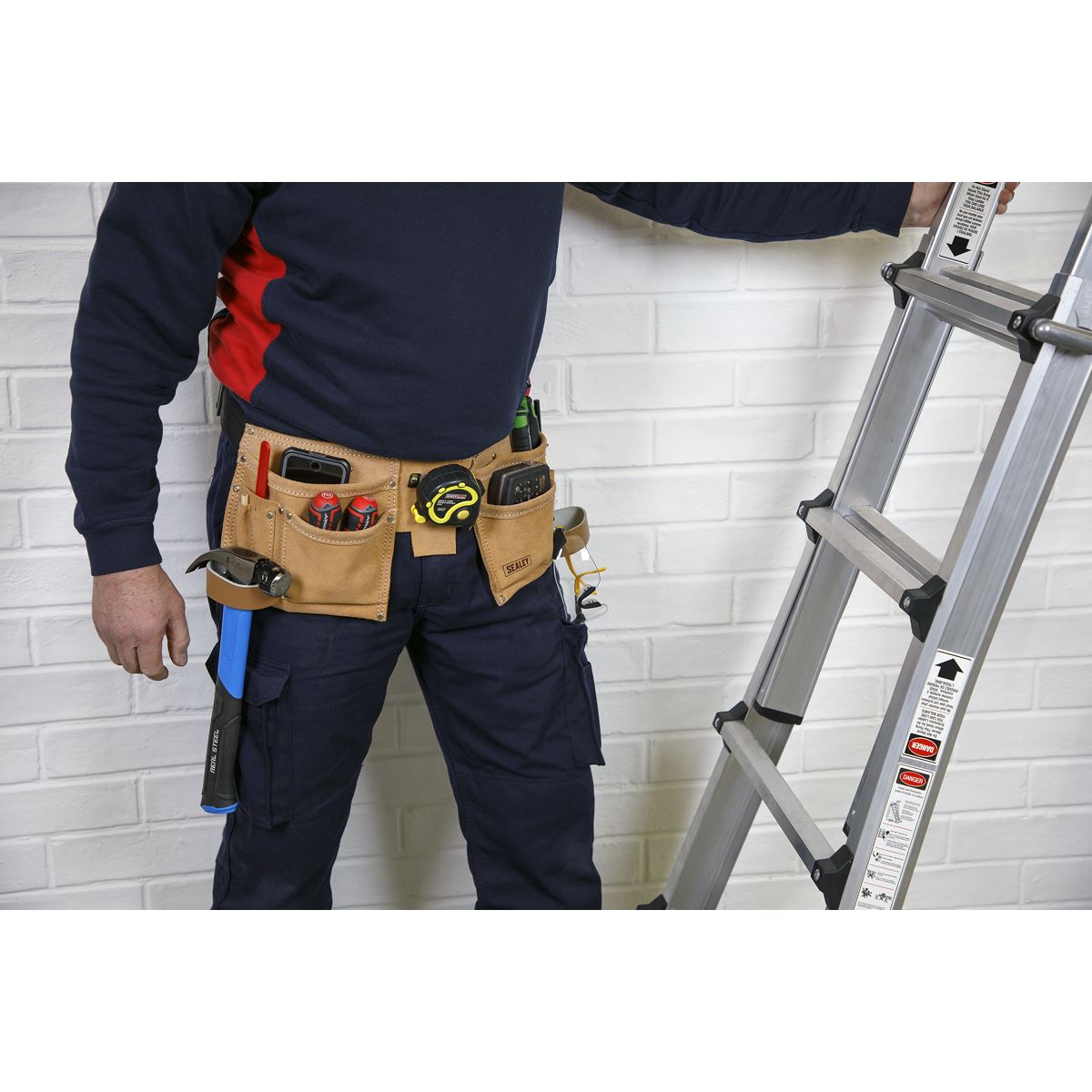 Sealey STBL01 Double Pouch Leather Tool Belt Sealey