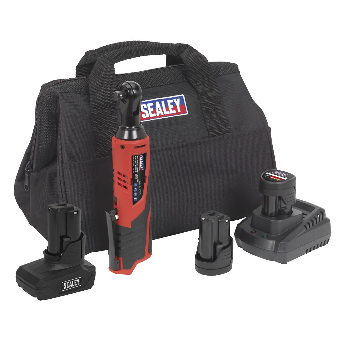 Sealey CP1202KITB Ratchet Wrench Kit 3/8"Sq Drive 12V Lithium-ion - 3 Batteries Sealey