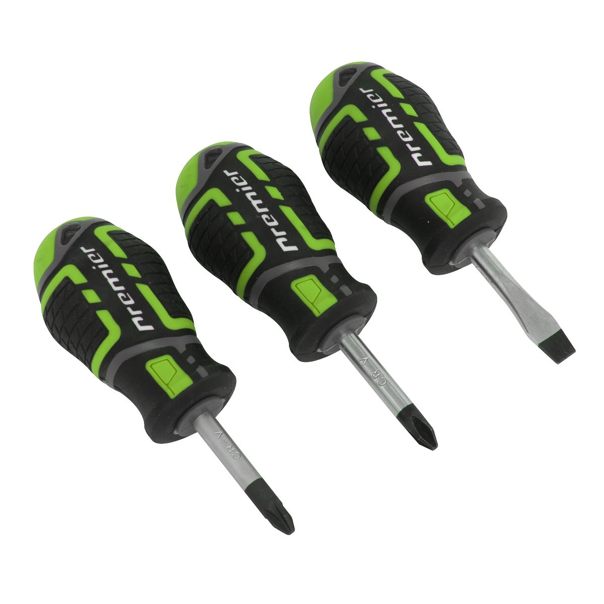 Sealey AK4328HV Screwdriver Set 3pc GripMAX® Stubby - Hi Vis Sealey