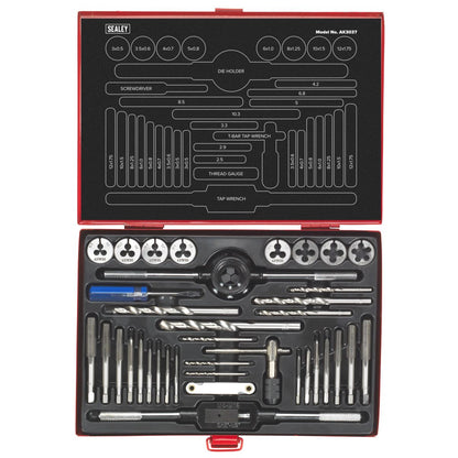 Sealey AK3037 Tap & Die Set 37pc Split Dies - Metric Sealey