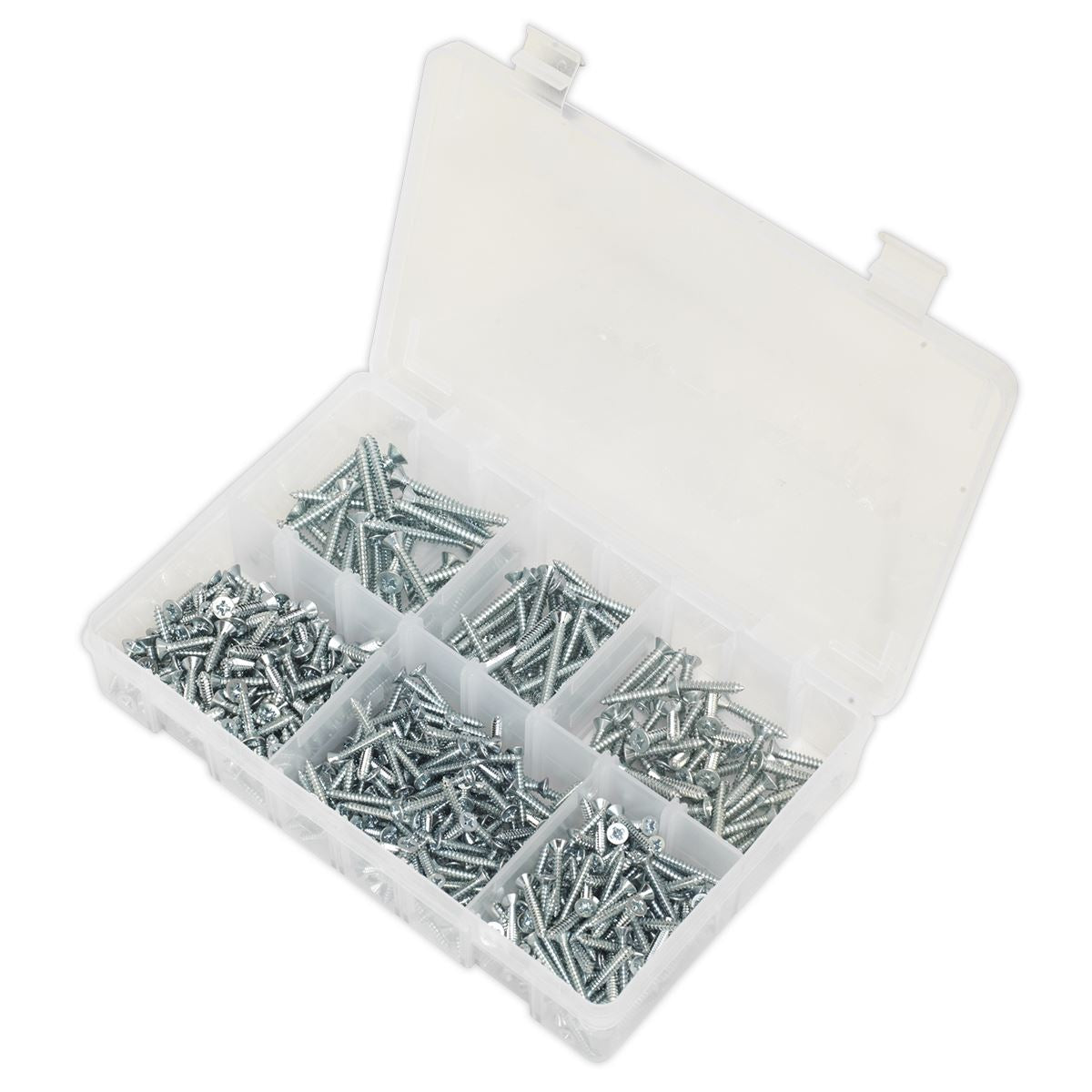 Sealey AB062STCS Self-Tapping Screw Assortment DIN 7982 510pc Countersunk Pozi Zinc Sealey