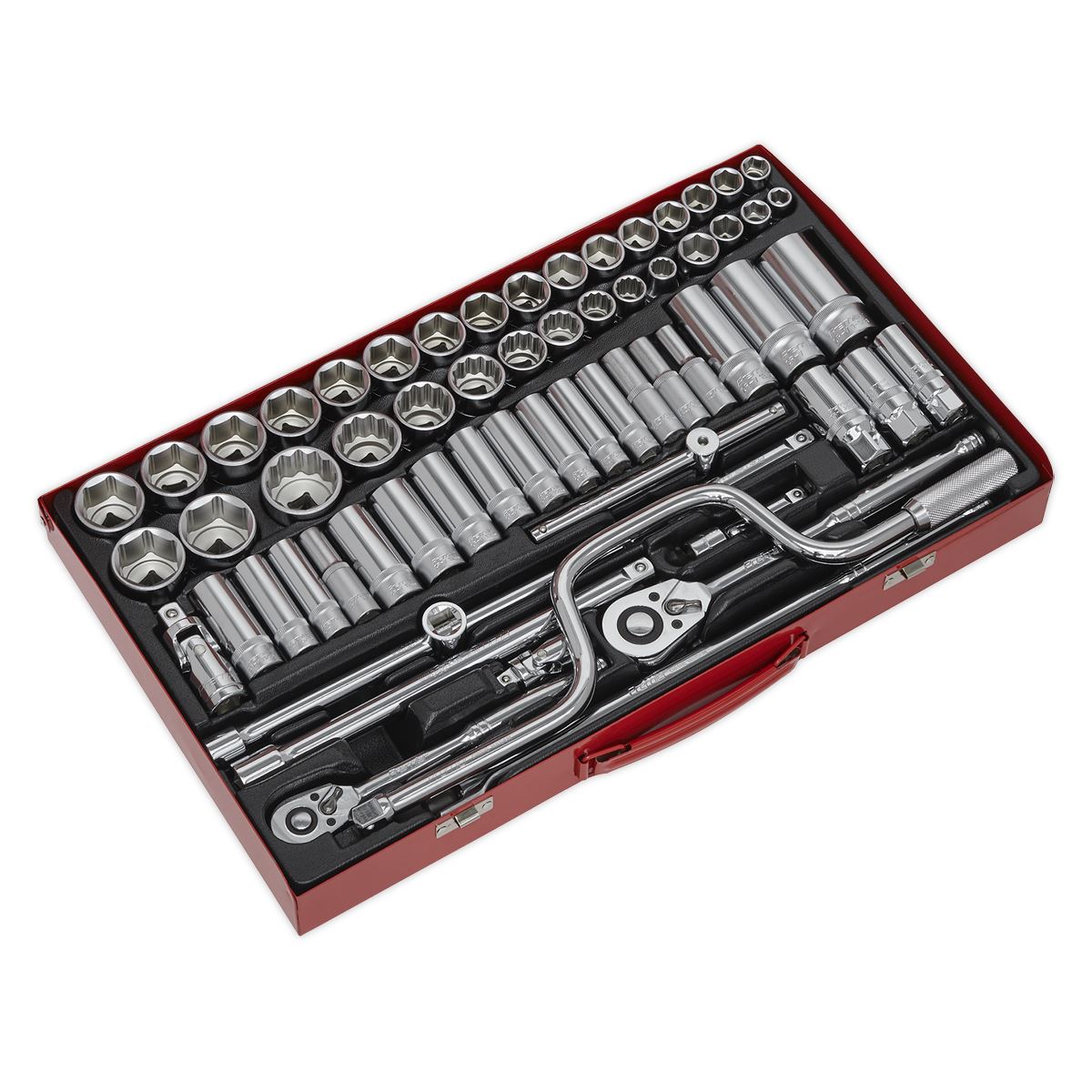 Sealey AK694 Socket Set 64pc 3/8" & 1/2"Sq Drive 6pt WallDrive® - Metric/Imperial Sealey