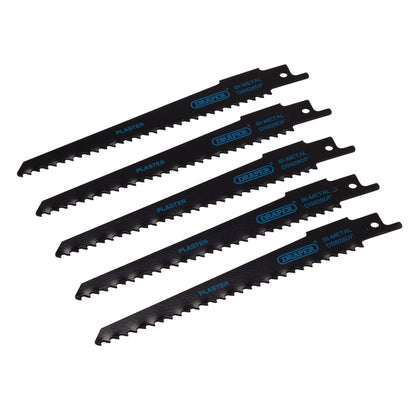 Draper 43426 Bi-metal Reciprocating Saw Blades for Plaster Cutting 150mm 6tpi Pack of 5 Draper