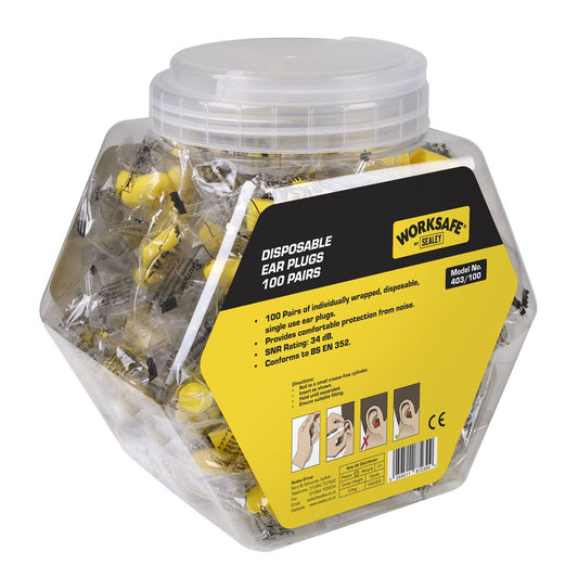 Sealey 403/100 Ear Plugs Disposable - 100 Pairs Sealey