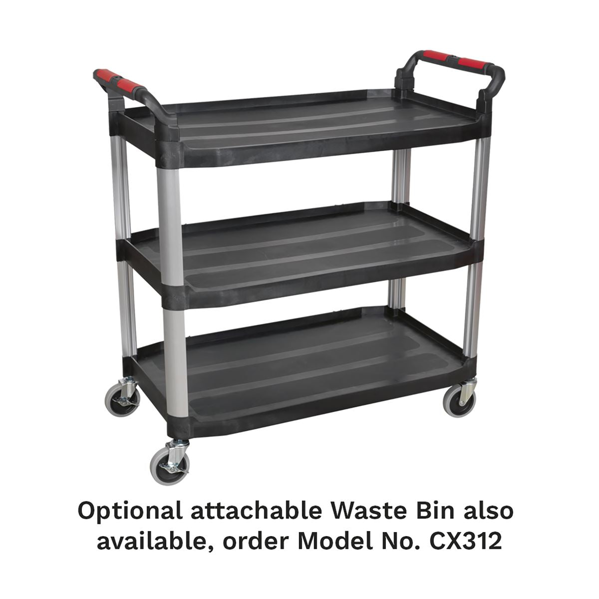 Sealey CX310 Workshop Trolley 3-Level Composite - 3 Wall Sealey