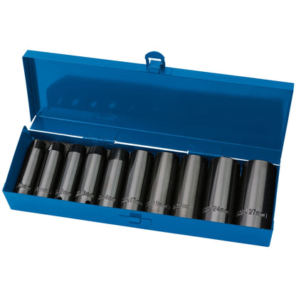 Draper 38369 Expert HI-TORQ® Metric Deep Impact Socket Set 1/2" Sq. Dr. 10 Piece Draper