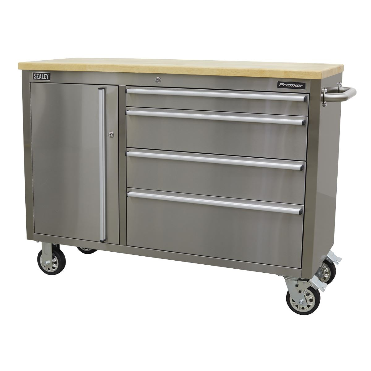 Sealey AP4804SS Mobile Stainless Steel Tool Cabinet 4 Drawer Sealey
