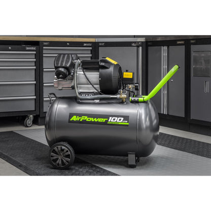 Sealey SAC10030VE Air Compressor 100L V-Twin Direct Drive 3hp Sealey