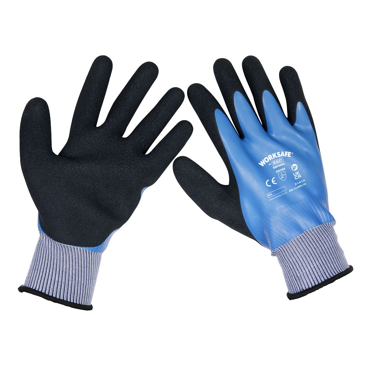 Sealey SSP49XL/B120 Waterproof Latex Gloves - (X-Large) - Box of 120 Pairs Sealey