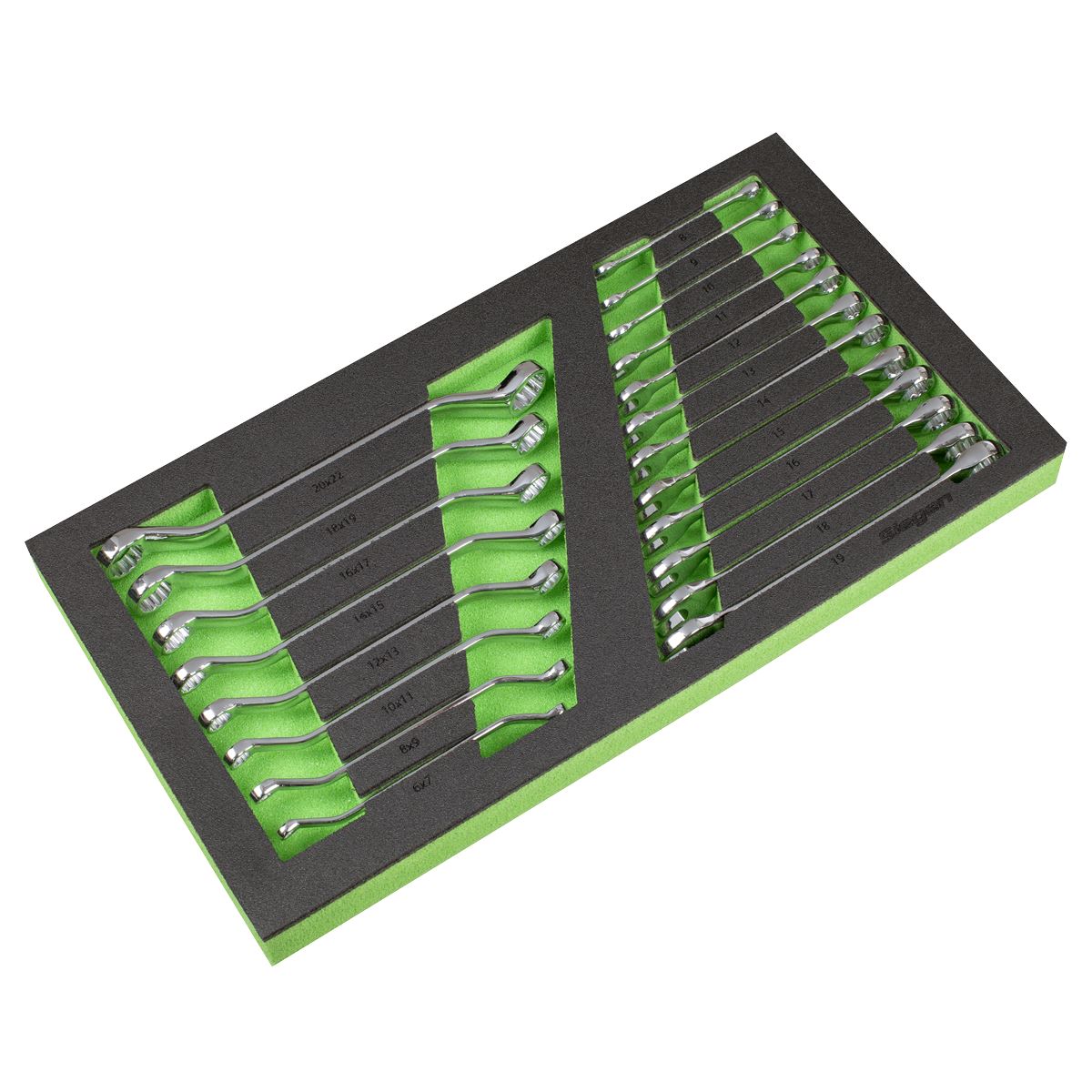 Siegen S01273 Tool Tray with Combination & Deep Offset Spanner Set 20pc - Metric Siegen