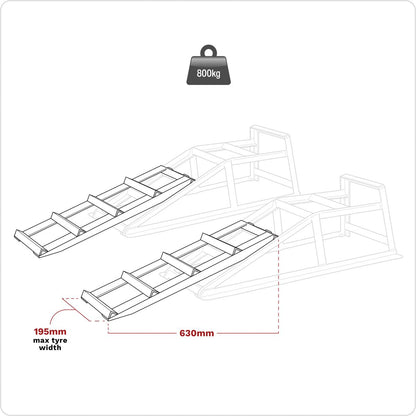 Sealey CAR2001 Car Ramp Extensions 400kg Each/800kg per Pair Sealey