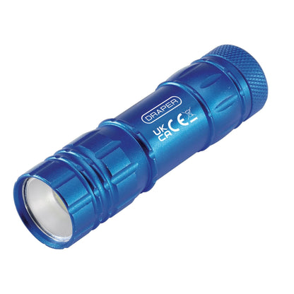Draper 90103 COB LED Aluminium Hand Torch 3W 85 Lumens 3 x AAA Batteries Supplied Draper