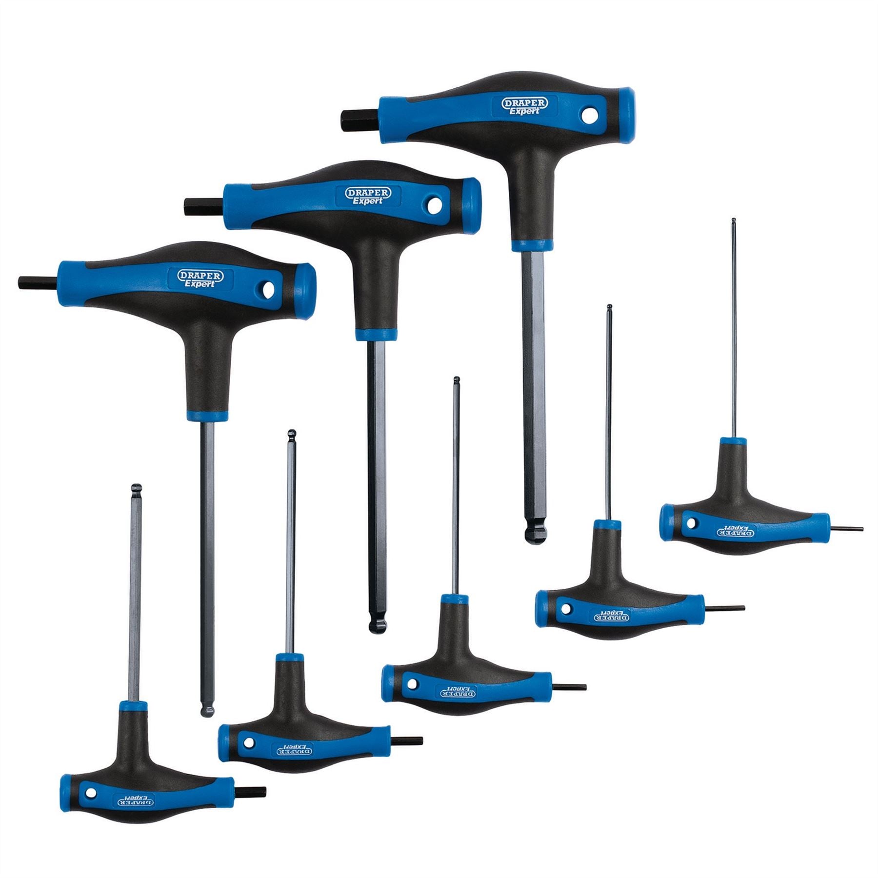 Draper 33873 Expert Soft Grip Metric Hex & Ball End T-Handle Key Set 8 Piece Draper