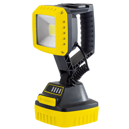Draper 90049 COB LED Rechargeable Work Light 10W 1000 Lumens Yellow 2 x 2.2Ah Batteries Draper