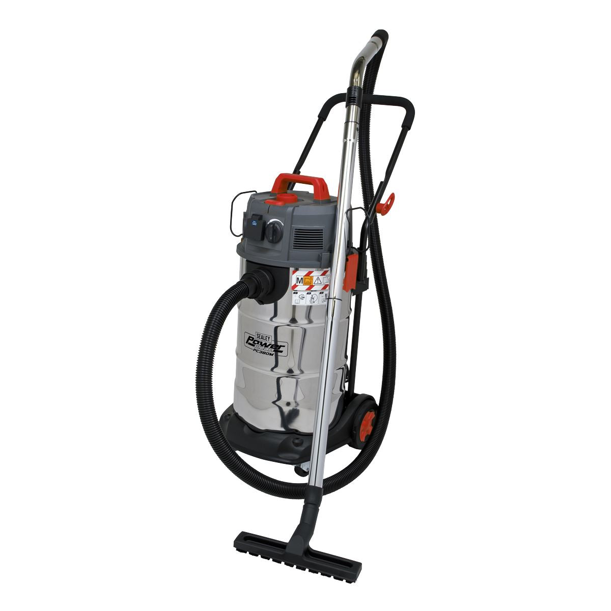 Sealey PC380M Vacuum Cleaner Industrial Dust-Free Wet/Dry 38L 1500W/230V Stainless Steel Drum M Class Filtration Sealey