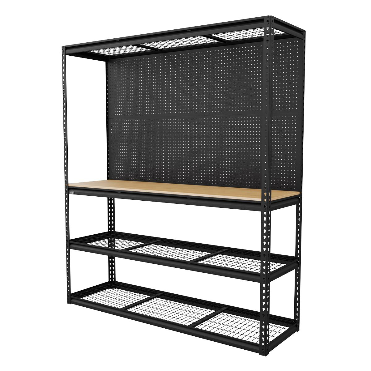 Sealey APMWB1 Heavy-Duty Modular Workbench with Racking & Pegboard 300kg Capacity Per Level 1820mm Sealey
