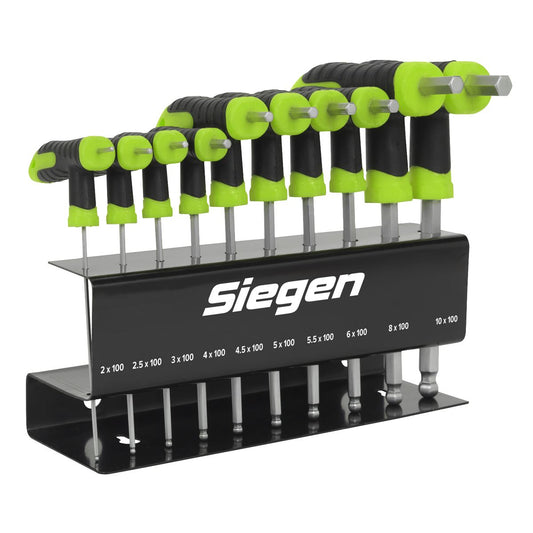 Siegen S01150 Ball-End Hex Key Set 10pc T-Handle Metric Siegen
