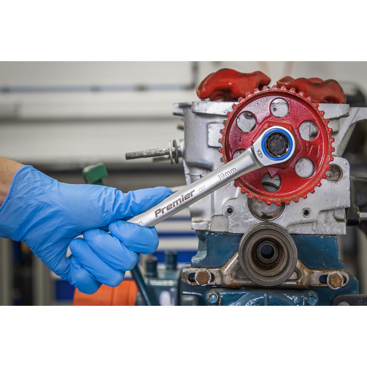 Sealey AK63949 Combination Ratchet Spanner Set 12pc Metric - Premier Platinum Sealey