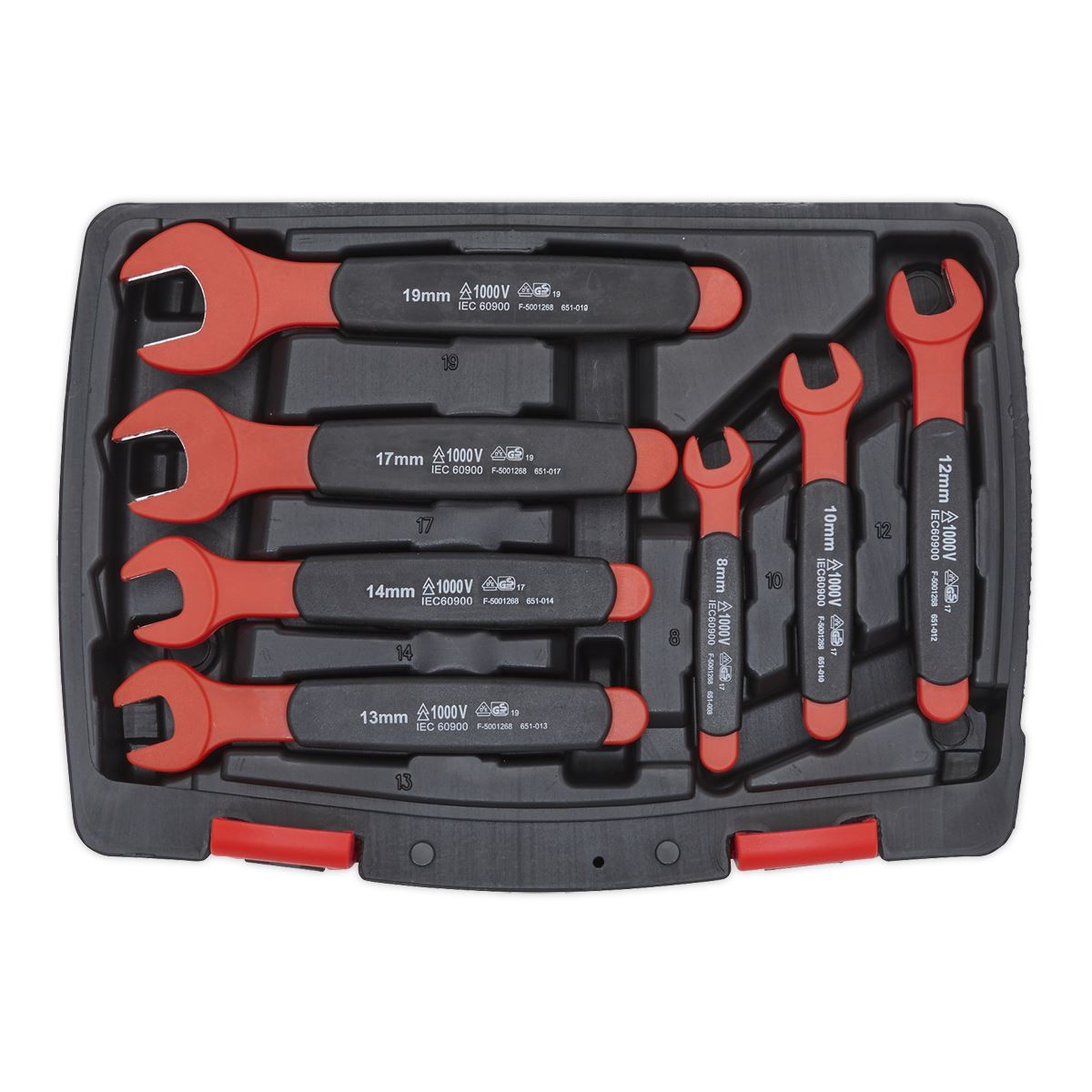 Sealey AK63171 Insulated Open-End Spanner Set 7pc VDE Approved Sealey
