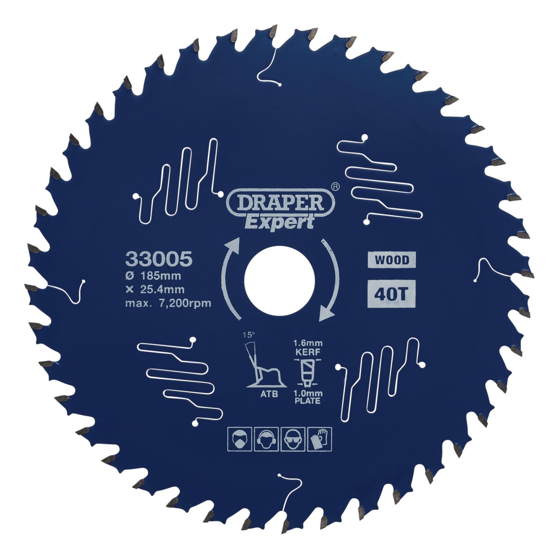 Draper 33005 Expert TCT Circular Saw Blade for Wood with PTFE Coating 185 x 25.4mm 40T Draper