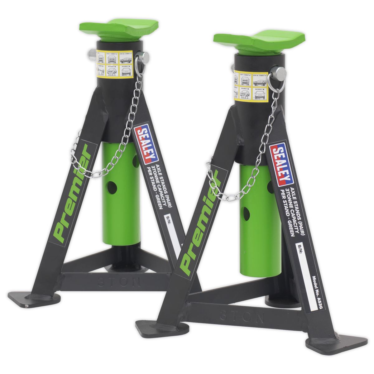 Sealey 3040AGCOMBO1 Premier Trolley Jack 3 Tonne & Axle Stands (Pair) 3 Tonne per Stand Combo Sealey