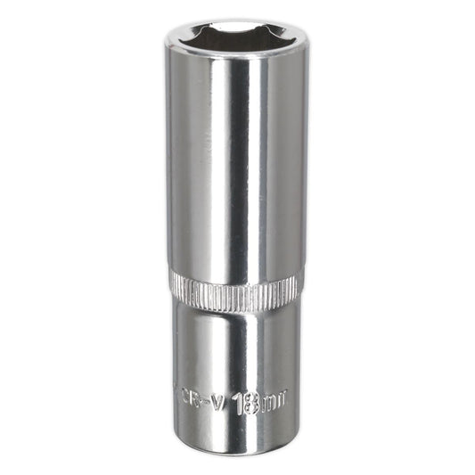 Sealey SP1218D WallDrive® Socket 18mm Deep 1/2"Sq Drive Fully Polished Sealey