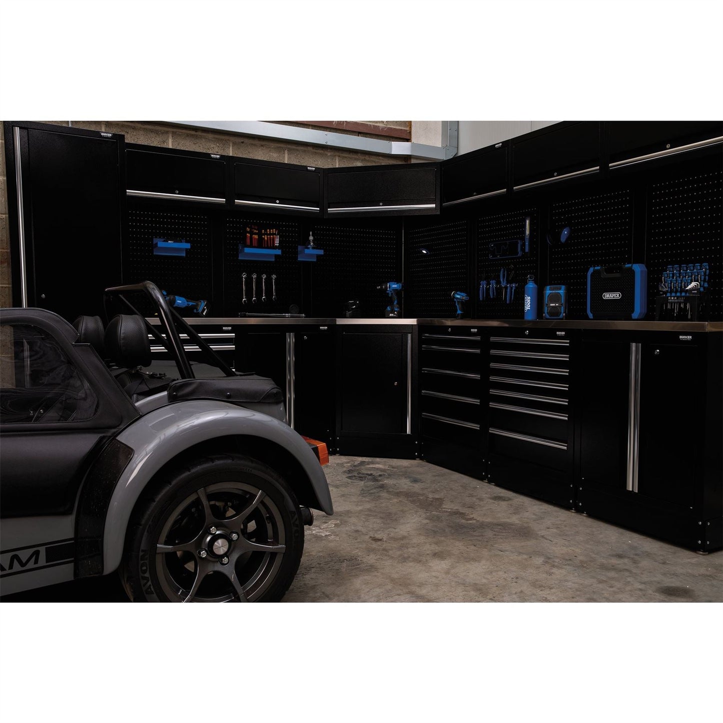 Draper 33212 BUNKER® Modular Corner Unit Back Panels/Pegboards 795mm Pair Draper