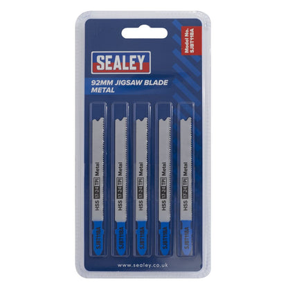 Sealey SJBT118A Jigsaw Blade Metal 92mm 17-24tpi - Pack of 5 Sealey
