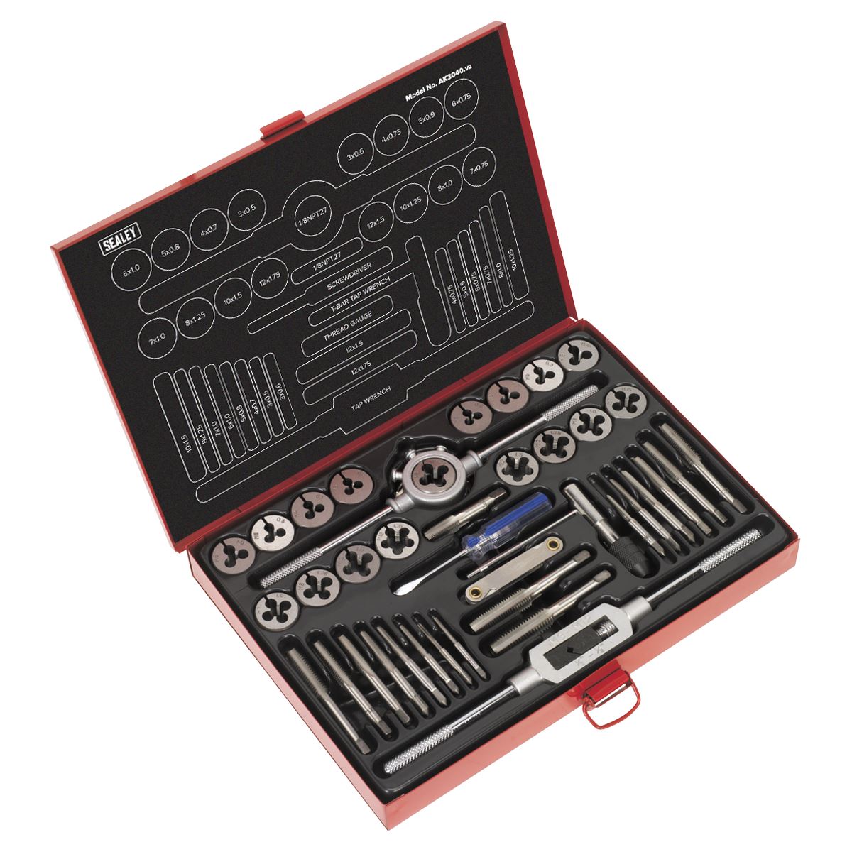 Sealey AK3040 Tap & Die Set 40pc Split Dies Metric Sealey
