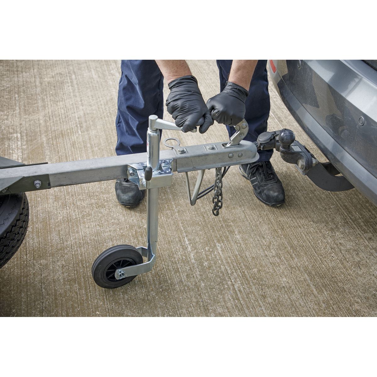 Sealey TB371 Jockey Wheel & Clamp Ø35mm - Ø150mm Solid Wheel Sealey