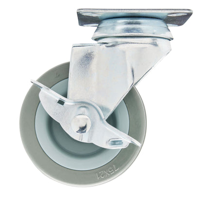 Draper 65474 Swivel Plate Fixing Rubber Castor with Brake 75mm Diameter S.W.L. 70kg Draper