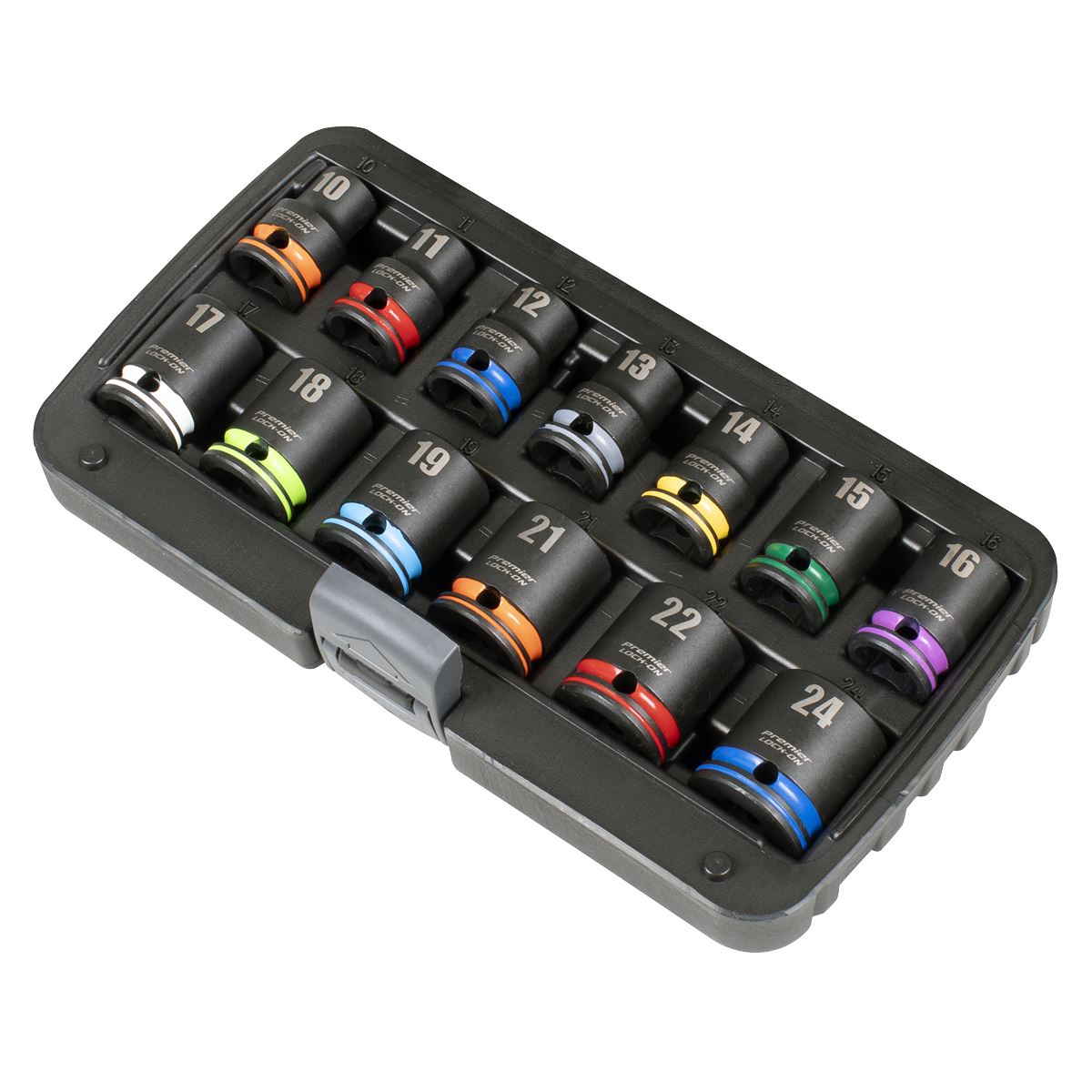 Sealey AK56160M Lock-On™ Impact Socket Set 1/2"Sq Drive 13pc 6pt Metric Sealey