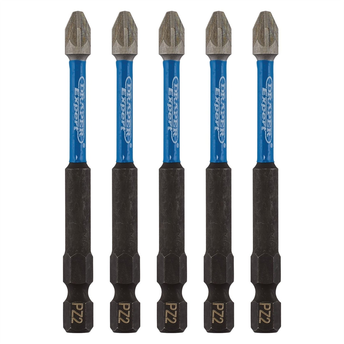 Draper 05675 Expert PZ-Type Impact Screwdriver Bits No.2 x 75mm 1/4" Hex Pack of 5 Draper