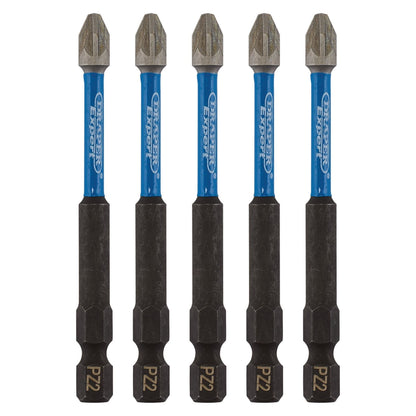 Draper 05675 Expert PZ-Type Impact Screwdriver Bits No.2 x 75mm 1/4" Hex Pack of 5 Draper