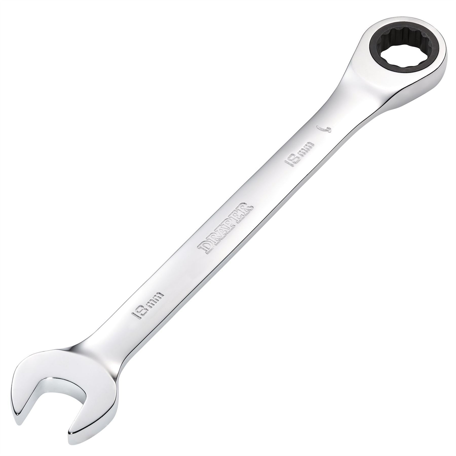 Draper 31015 Metric Ratcheting Combination Spanner 18mm Draper