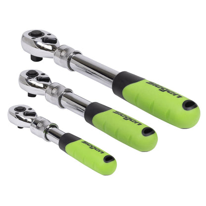Siegen S01285 Ratchet Wrench Set Extendable 3 Piece 1/4", 3/8", 1/2" Siegen