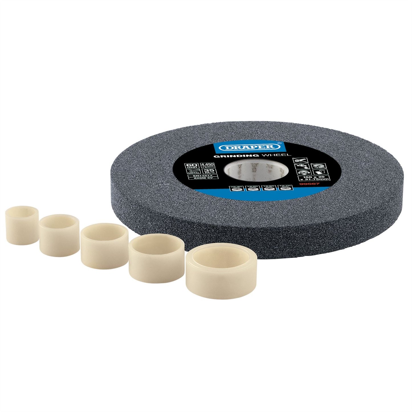 Draper 99567 Aluminium Oxide Bench Grinding Wheel 150 x 20mm 60 Grit Draper