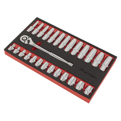 Sealey AK66723 Ratchet Wrench & Socket Set 27pc 1/2"Sq Drive Sealey