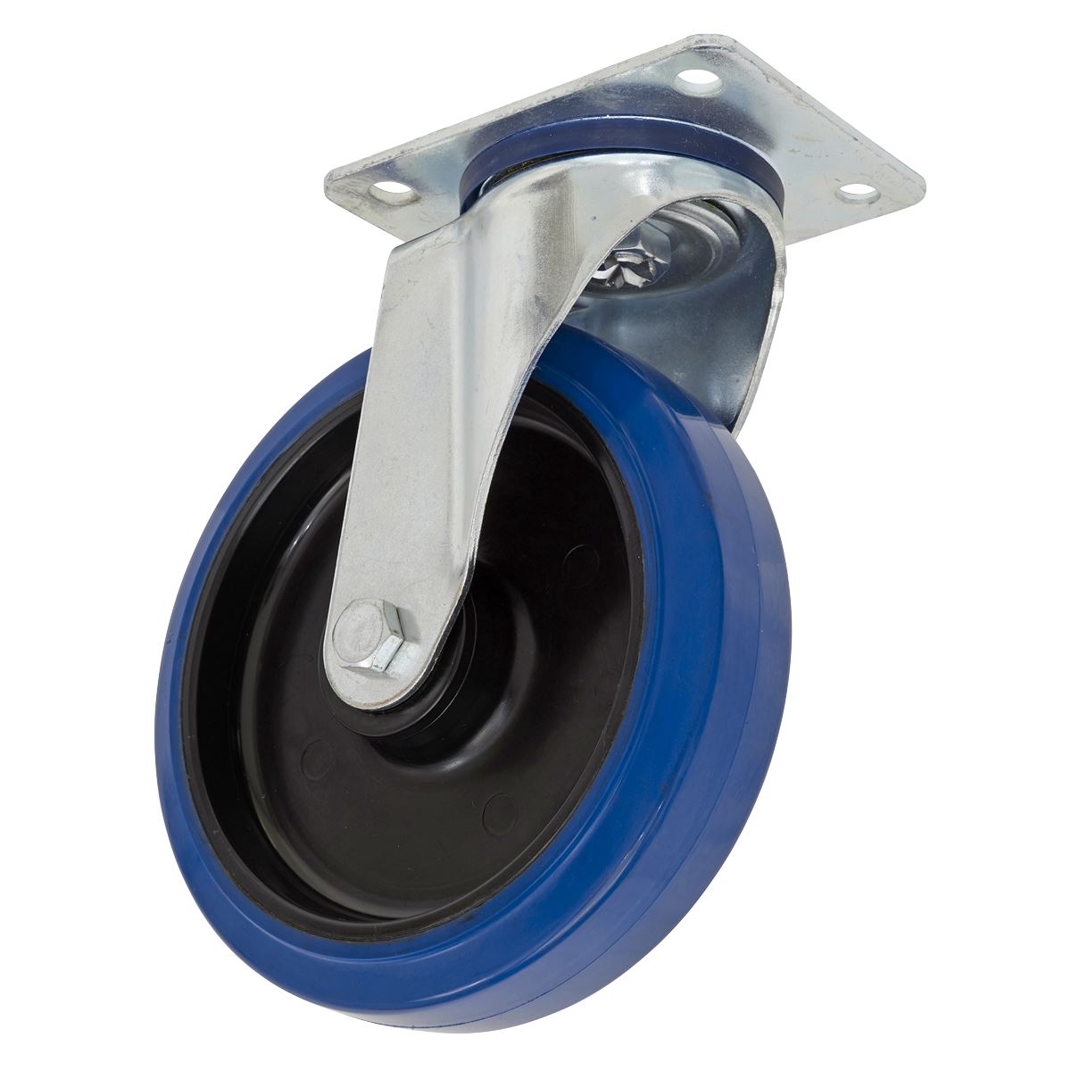 Sealey SCW3100SPEM Heavy-Duty Blue Elastic Rubber Swivel Castor Wheel Ø100mm - Trade Sealey