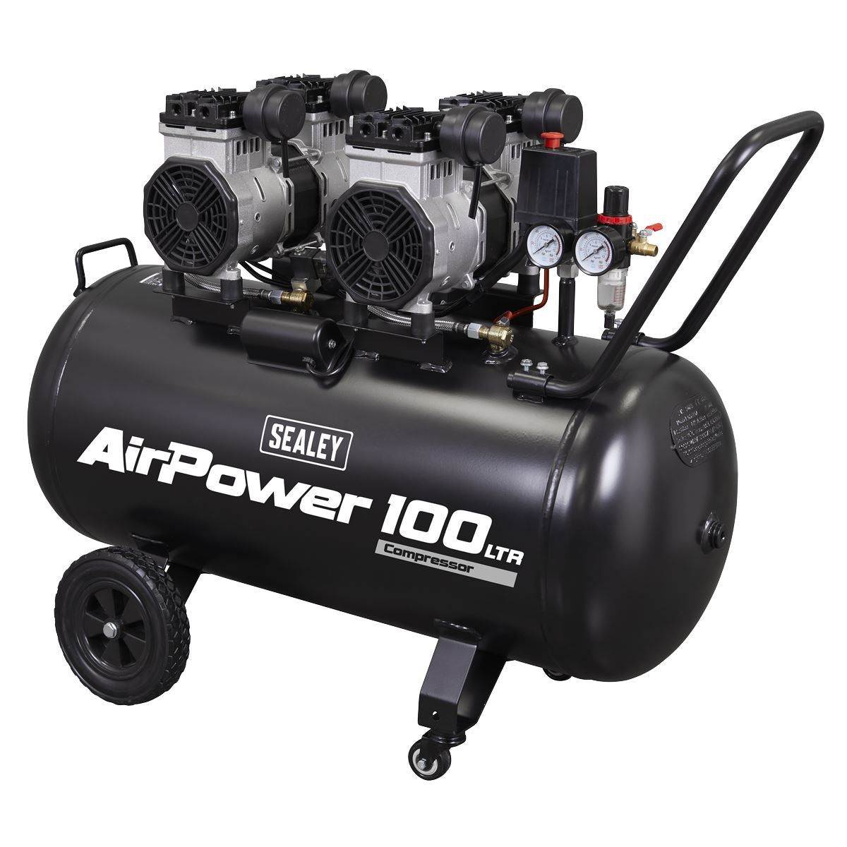 Sealey SAC10001S 100L Oil Free Low Noise Direct Drive Air Compressor 2 x 2hp Sealey