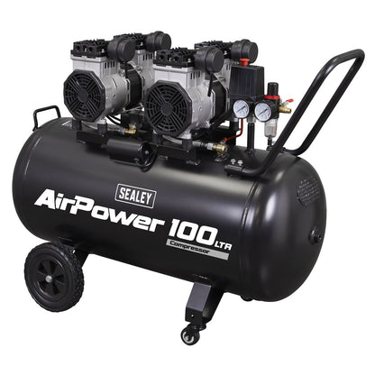Sealey SAC10001S 100L Oil Free Low Noise Direct Drive Air Compressor 2 x 2hp Sealey