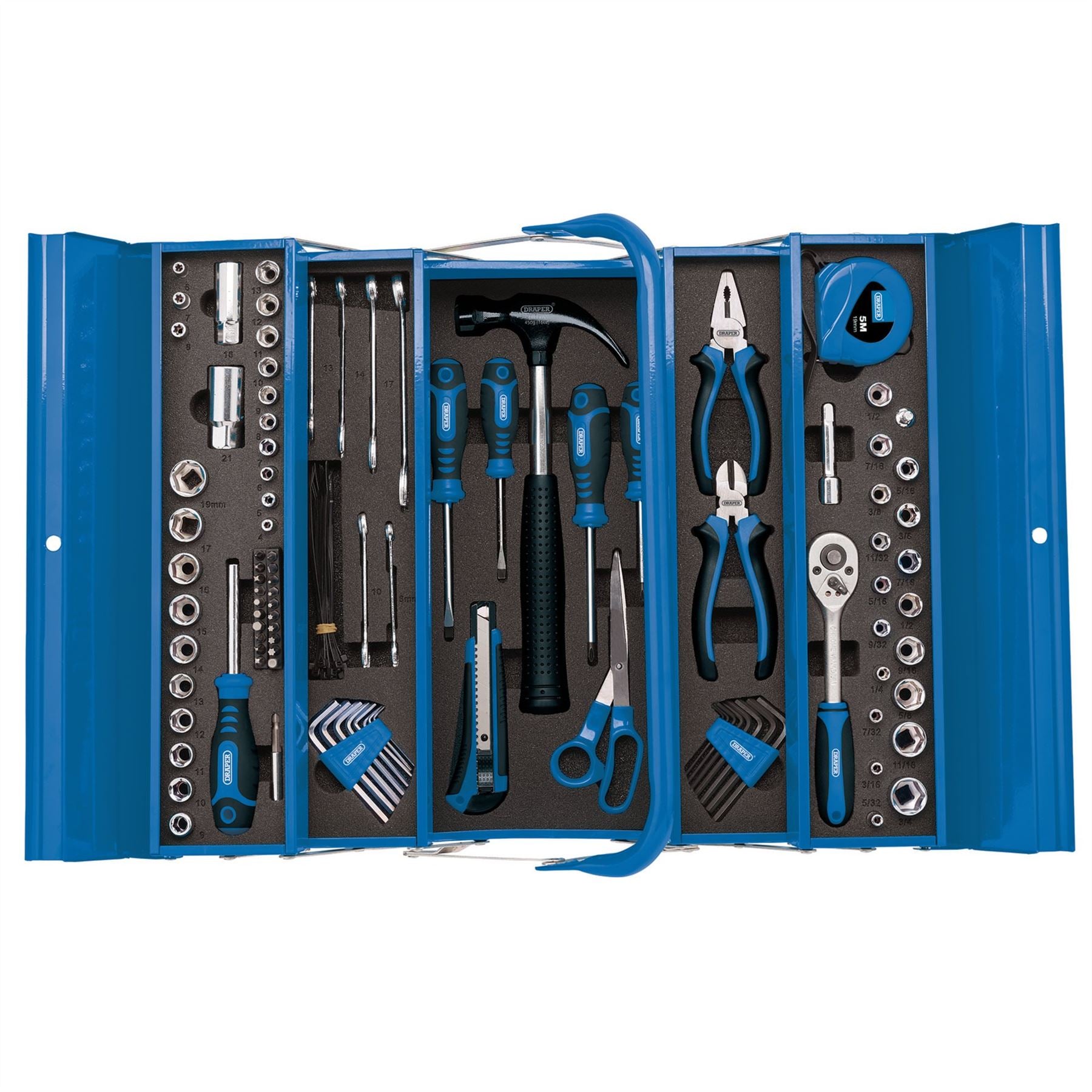 Draper 48091 Tool Kit in Steel Cantilever Toolbox 126 Piece Draper