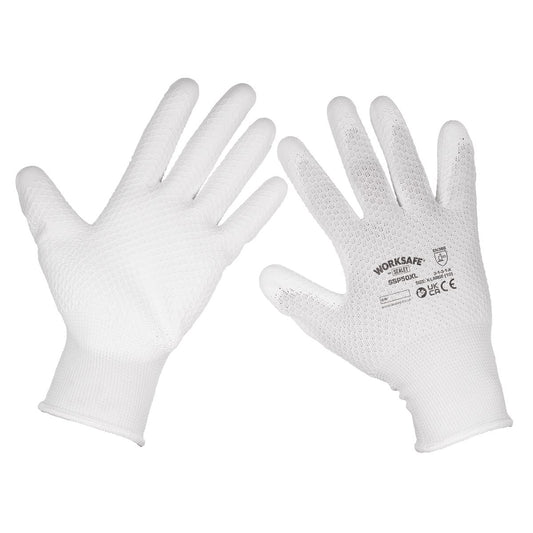 Sealey SSP50XL White Precision Grip Gloves X-Large- Pair Sealey